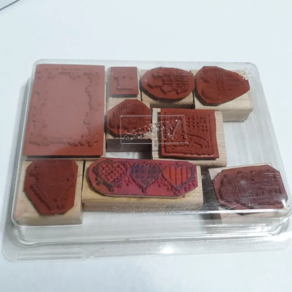 Stampin Up Lot of 9 Rubber Stamp Set 1996 1997 Birdhouse Heart Flag Patriotic